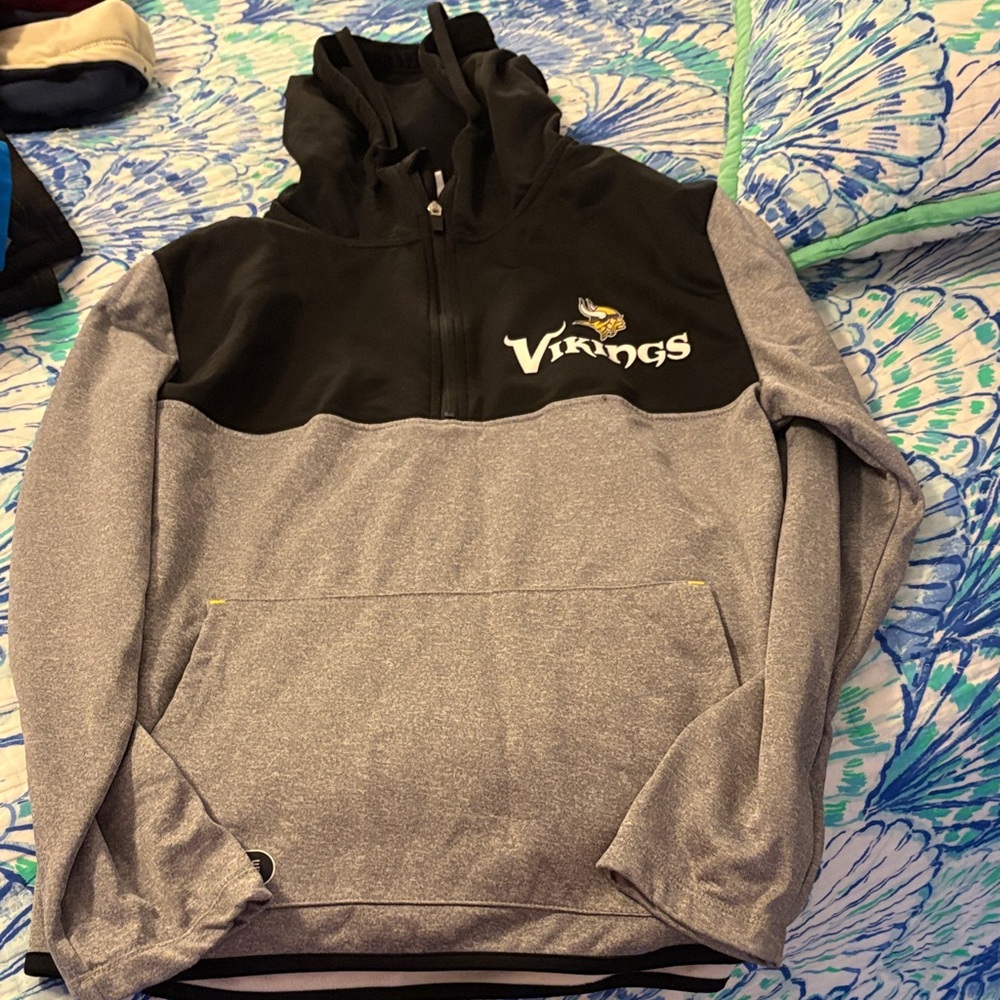 Minnesota Vikings Black and Gray Hoodie Sweatshirt